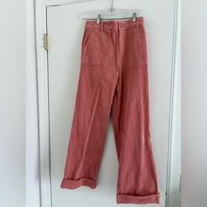Peach Corduroy Wide-Leg Pants